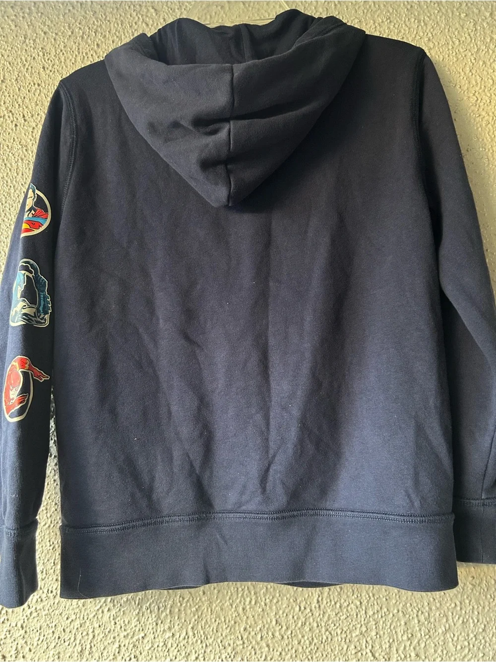 GAP Navy Full-Zip Hoodie with Justice League Sleeve Patches Boys XL